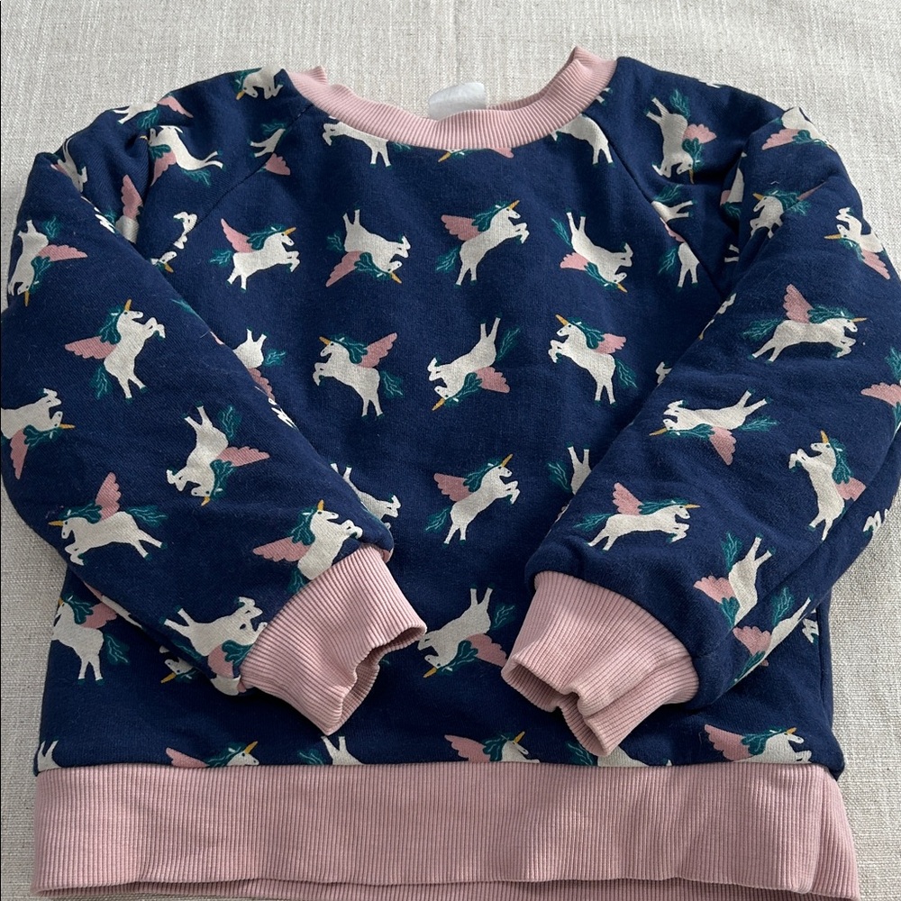 Hanna Andersson Sweatshirt Kids 5 Navy/Pink Unicorn Kids Fleece Lined - Picture 11 of 11